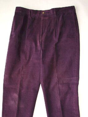 ALAN FLUSSER Eggplant Purple Pleated & Cuffed Corduroy Golf Pants 36" x 31"